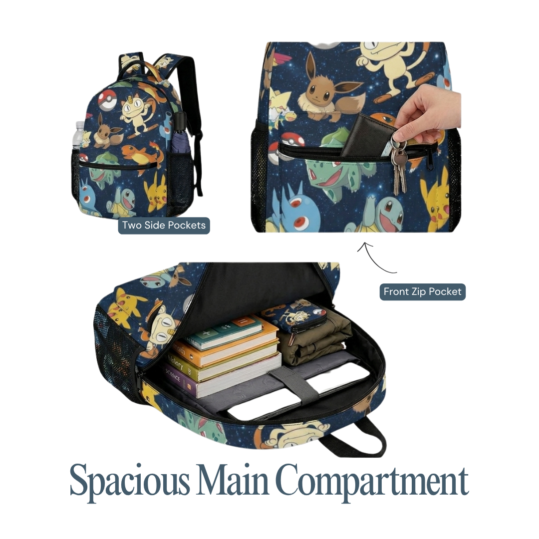 Personalized Pokémon Galaxy Backpack Set for Kids – 3-Piece School Bag Set