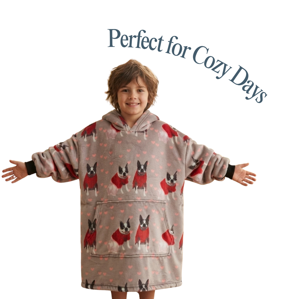 Custom Dog Lover Blanket Hoodie – Personalized Family Wearable Snuggie