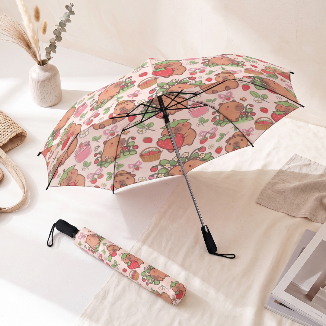 Custom Capybara Umbrella – Semi-Automatic Waterproof Foldable Umbrella