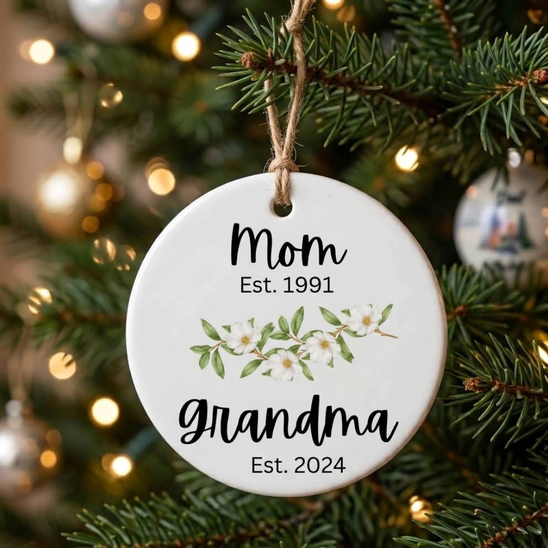 Personalized Grandma & Mother Christmas Ornament – Custom Ceramic Keepsake