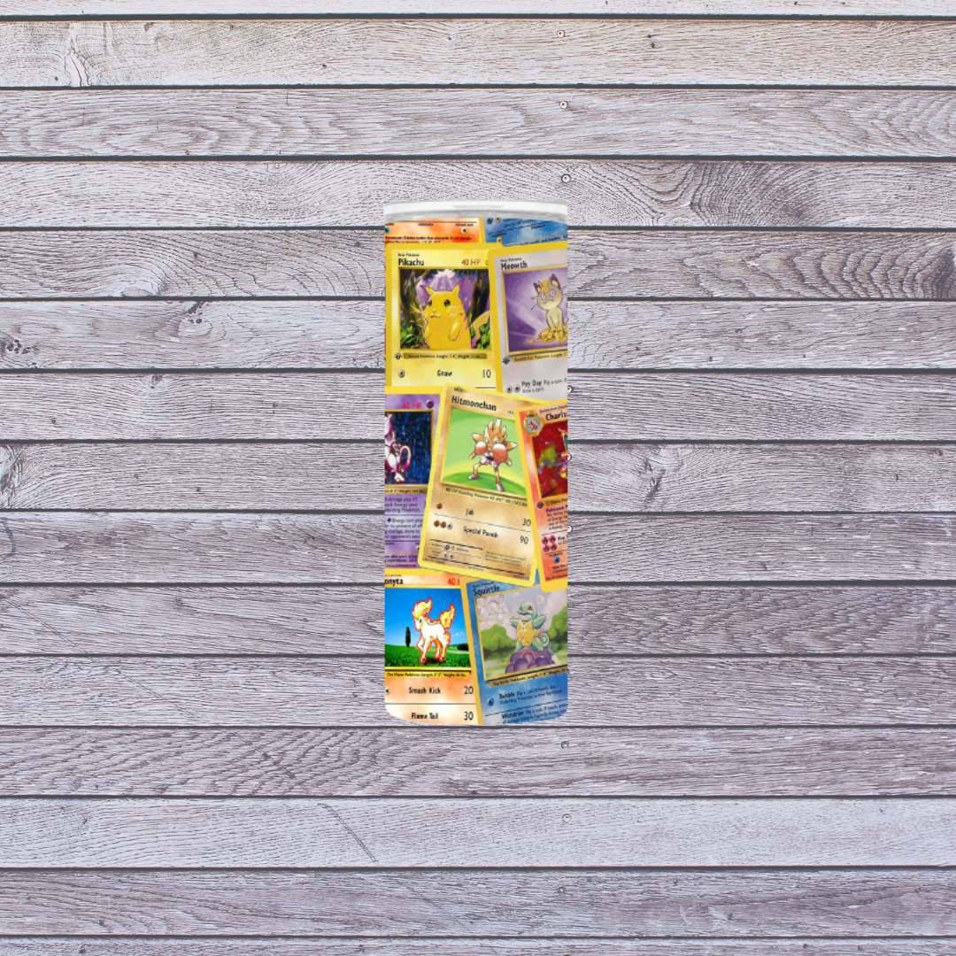 Custom Poke Friends Tumbler - 20oz Insulated Cup with Vintage Card Design