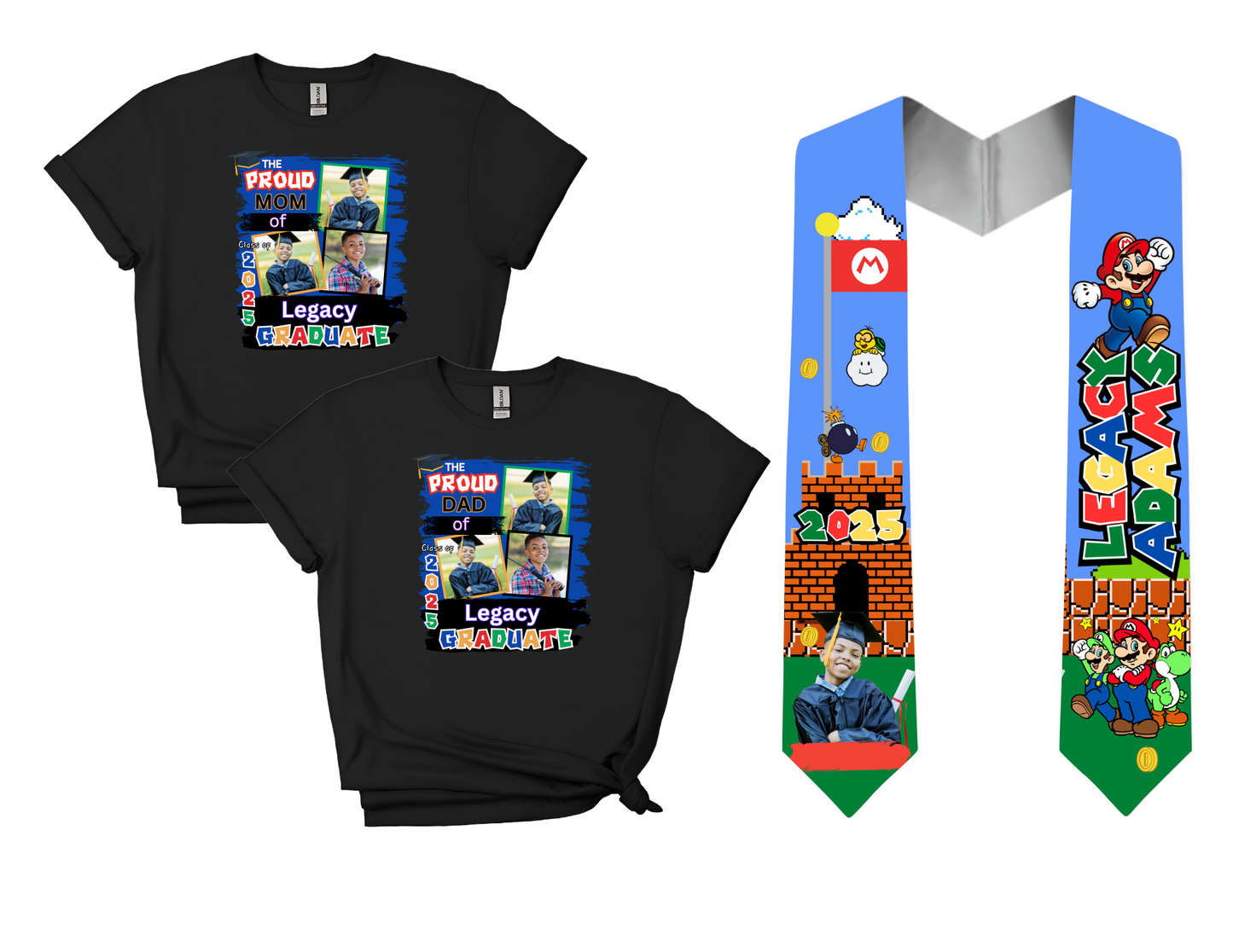Graduation Bundle Custom Grad Stole & T-shirt Set I Personalized Class of 2026 Keepsake Gift