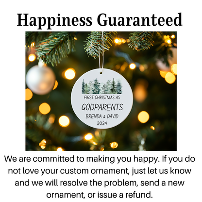 First Time Godparents Ornament, Ceramic Christmas Keepsake for New Godparents