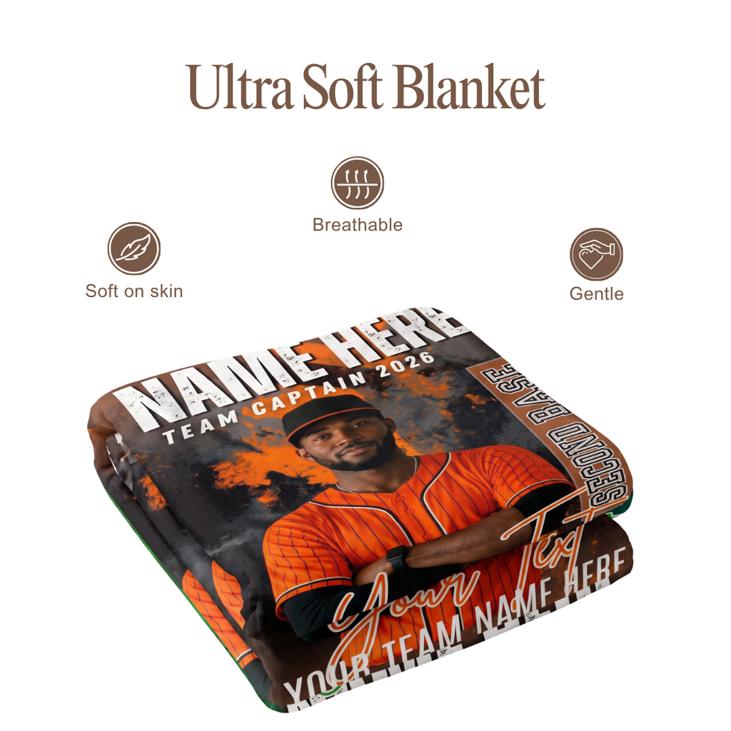 Custom Baseball Second Base Blanket 60x80 – Personalized Team Fleece Blanket