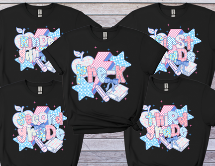 Back to School Shirt I Cute Grade-Level Tee with Patchwork Design I Pre-K to 3rd Grade First Day Shirt
