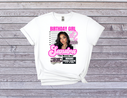 Custom Birthday Mugshot T-Shirt I Funny Birthday Tee with Photo and Zodiac