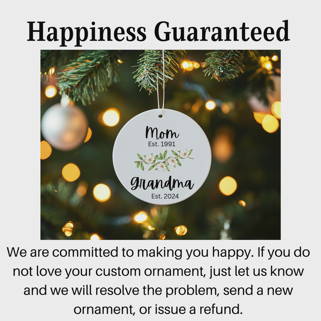 Personalized Ceramic Ornament for New Grandmas Keepsake