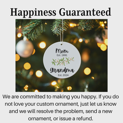 Personalized Ceramic Ornament for New Grandmas Keepsake